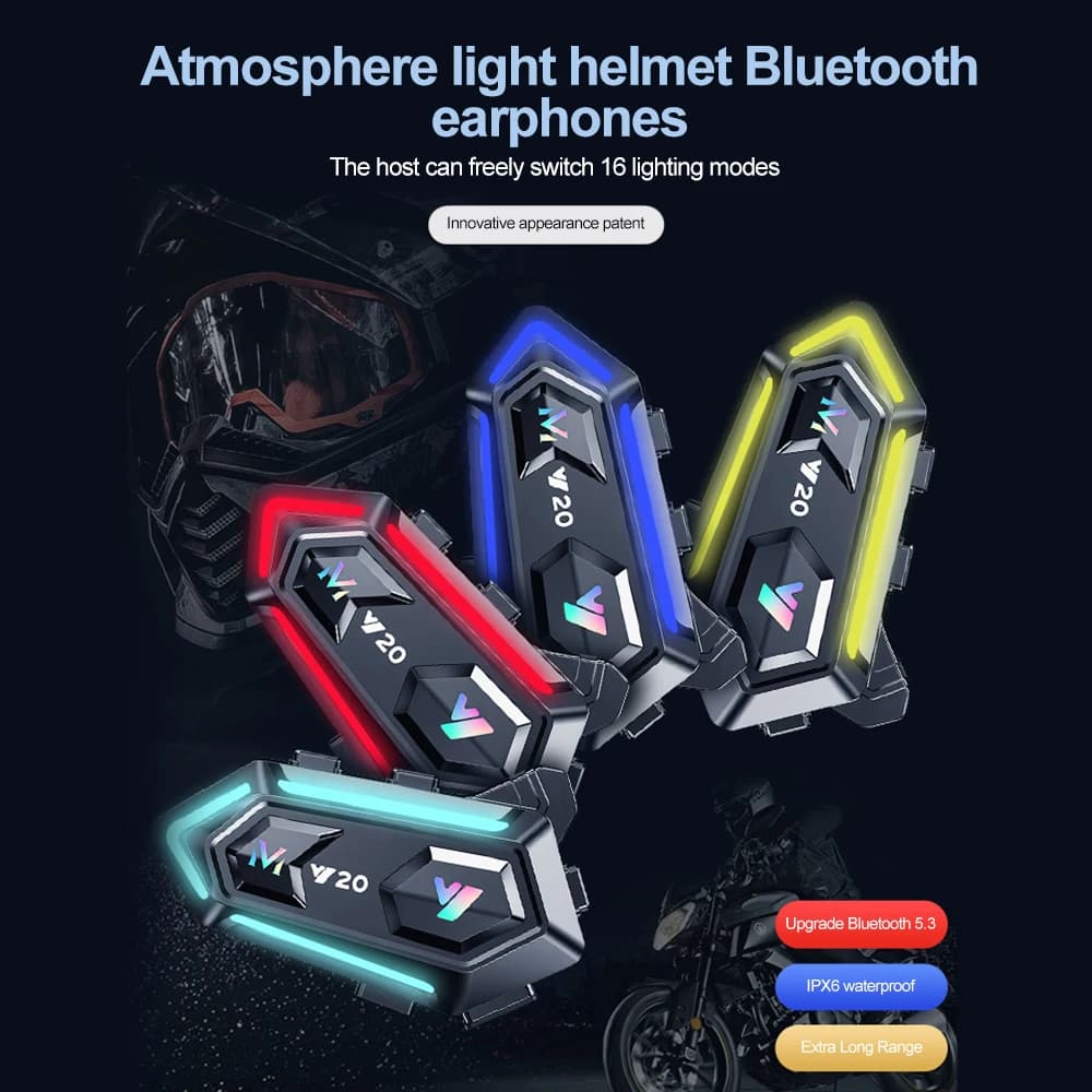 Casque de moto Bluetooth 5.3, casque d'écoute sans fil, étanche, réduction du bruit, mains libres, a