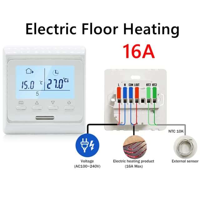 Thermostat numérique pour chauffage au sol, régulateur de température, eau chaude au sol, bomicropho