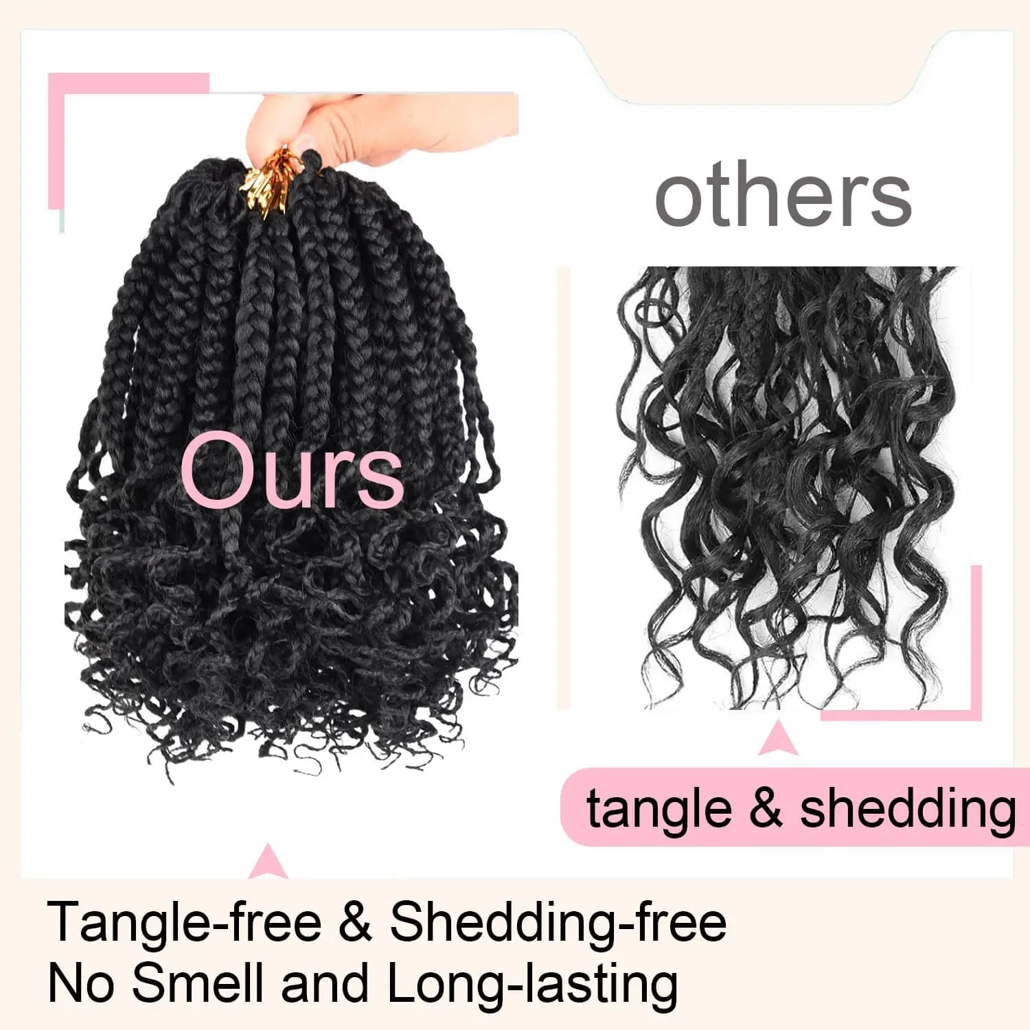 Boîte synthétique tresses Crochet cheveux pour femmes noires avec extrémités bouclées pré-bouclées d