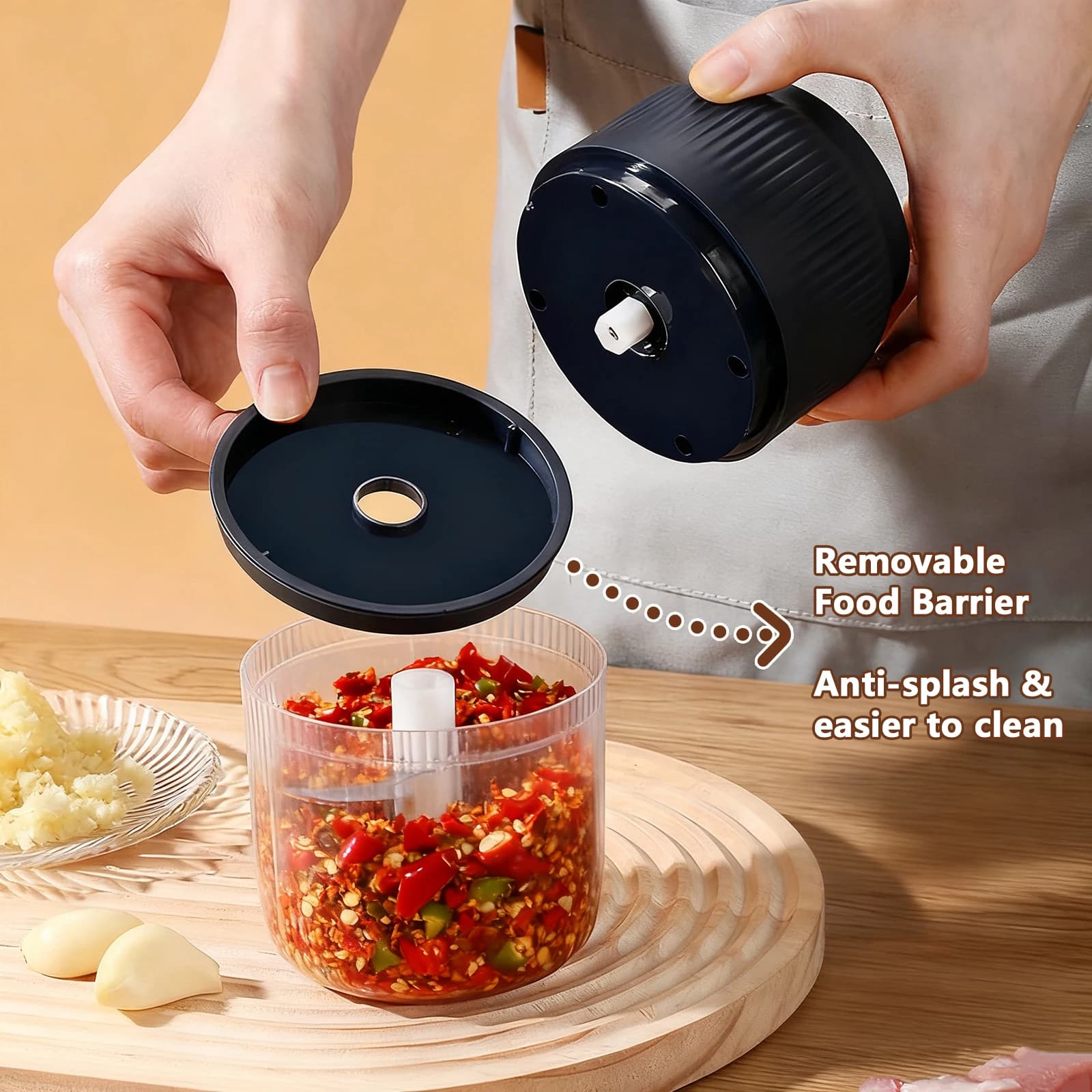 Mini hachoir électrique 320 ml USB pour ail, piment, gingembre, légumes, aliments pour bébés – Outil