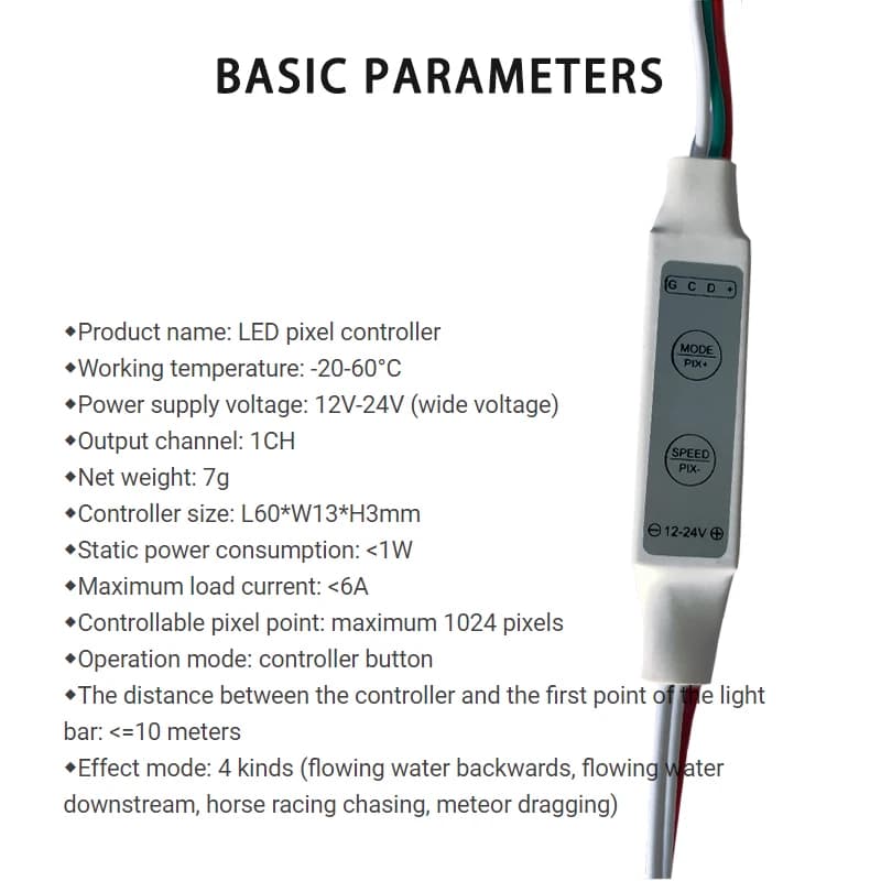 WS2811 LED bande 12V 24V contrôleur de débit Simple Mini 2 touches LED barre de chasse variateur de 
