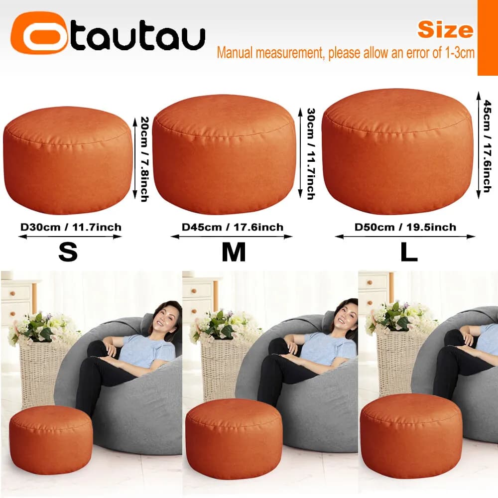 OTAUTAU petit rond Faux cuir Ottoman tabouret pouf Pouf repose-pieds en peluche pouf repose-pieds so