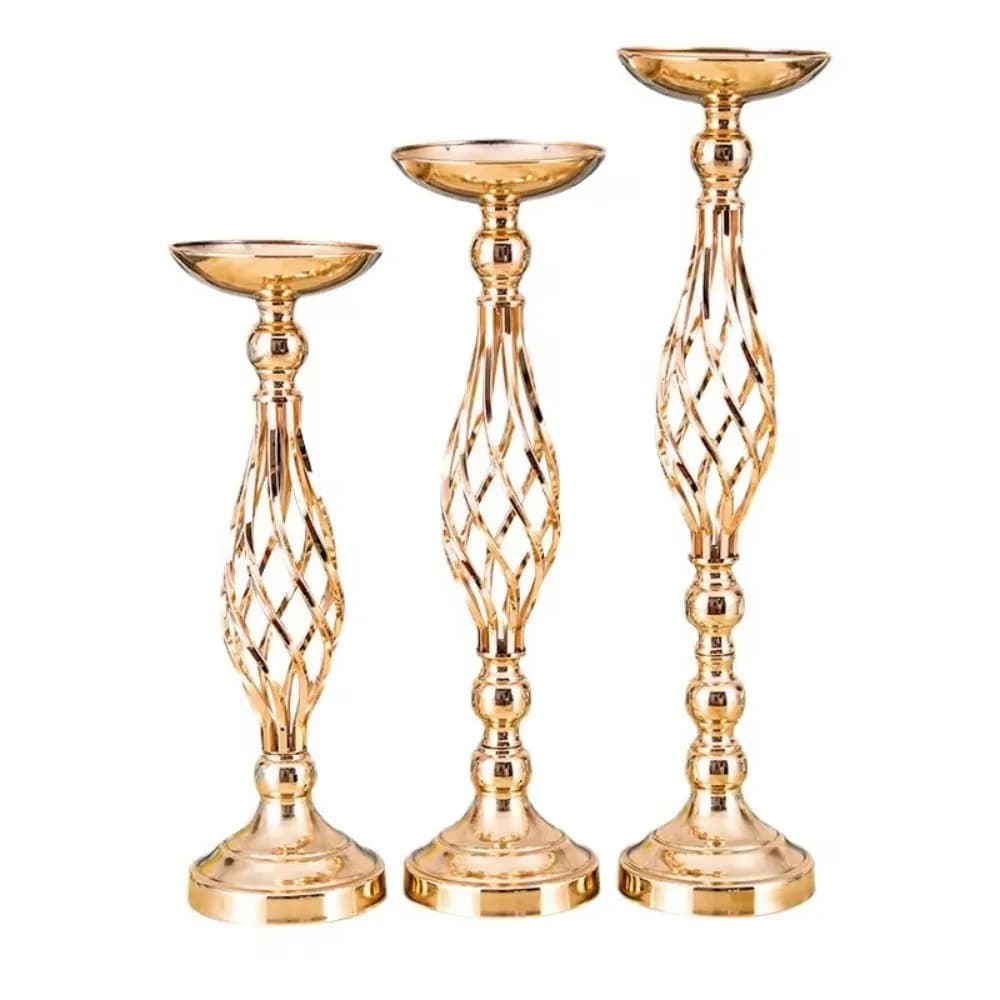 Bougeoir de table en fer doré pour la maison, vase, chemin torsadé, fleur de mariage, accessoires de