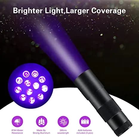 Lampe de poche à lumière noire UV 395nm, lampe de poche ultraviolette portative, détecteur de lumièr