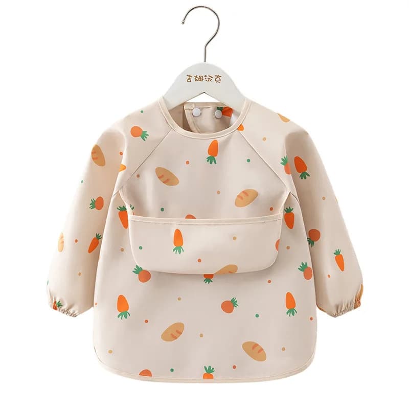Bavoir d'alimentation pour enfants, 1 pièce, tablier imperméable à manches longues, poche de riz, ch