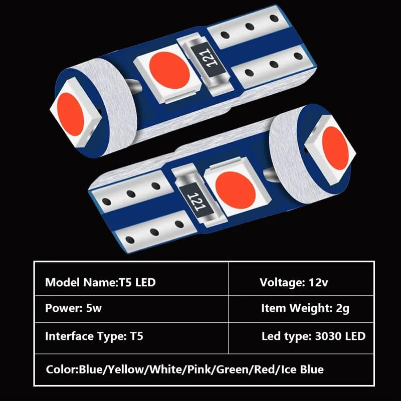 10X T5 3SMD LED Super Bright 3030LED voiture tableau de bord LED voiture lumière intérieure Auto côt