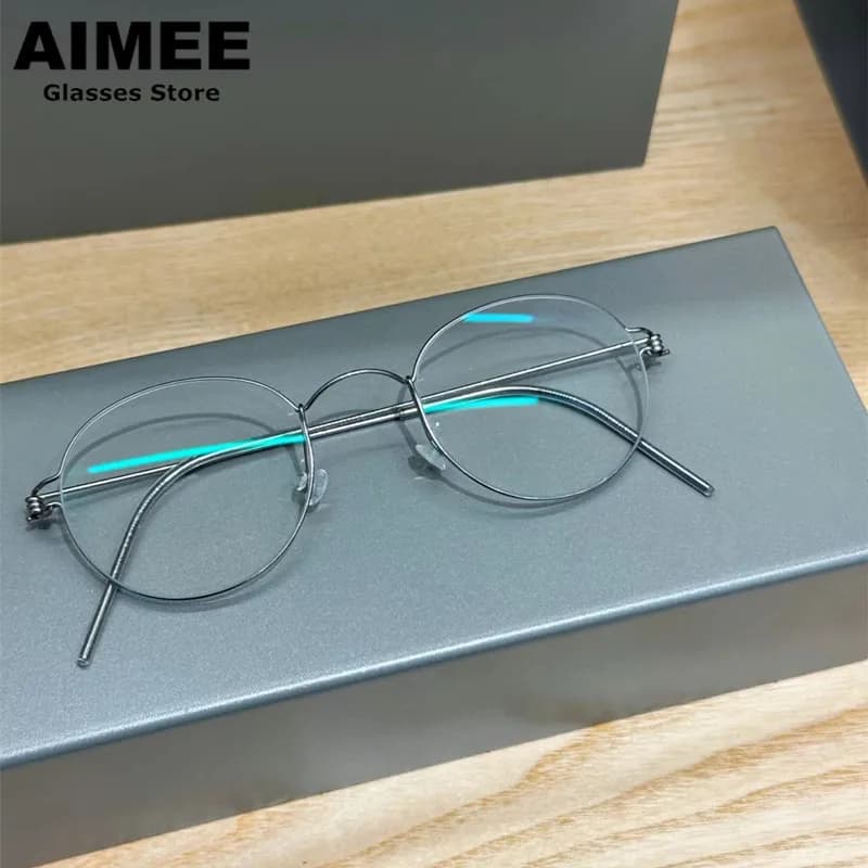 Lunettes rondes rétro sans vis de haute qualité, monture en titane pour hommes et femmes, Design de 