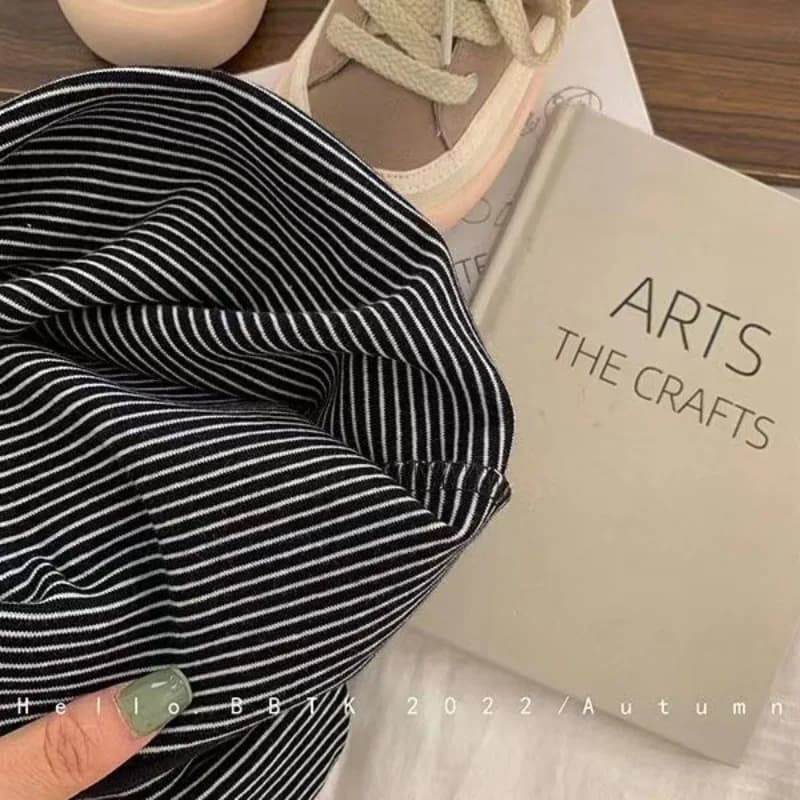 T-shirt rayé coréen à manches longues pour enfants, haut simple pour bébé, chemise chaude pour garço