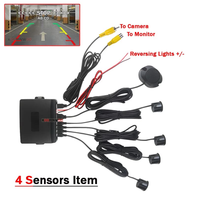Koorinwoo capteurs de stationnement de voiture vidéo Visible 8/6/4 sondes rétro-éclairage avant avec