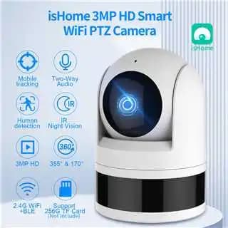 Caméra WiFi intérieure Tugard 3MP 2K, 360° °   Caméra de sécurité sans fil 2,4 G avec rotation PTZ, 