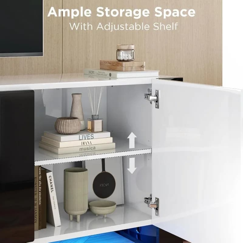 Meuble TV avec cheminée de 40 pouces, lumières LED modernes pour centre de divertissement de 80 pouc