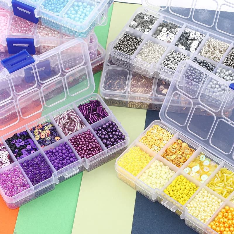 Boîte à paillettes de perles de verre en cristal tchèque, kit de fabrication de bijoux, bricolage, s