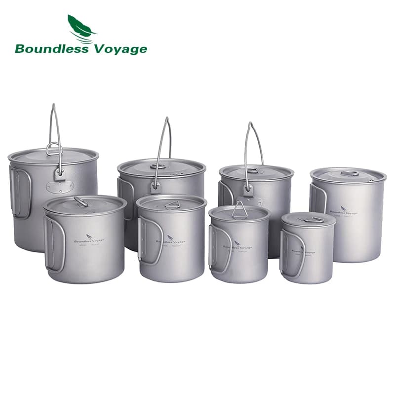 Boundless Voyage Camping Titanium Cup Mug, Outdoor Tourist Picnic Cooking Face Pot, Britware, Randon