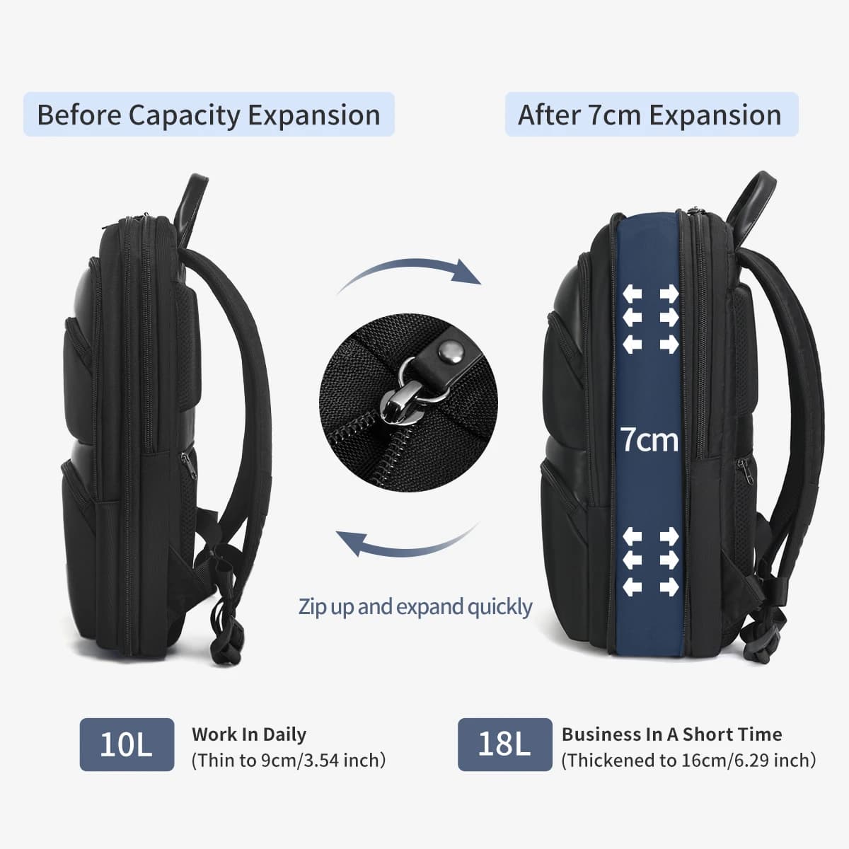 Tigernu sac à dos extensible hommes sacs minces pour hommes sac à dos de voyage étanche mâle 15.6 po