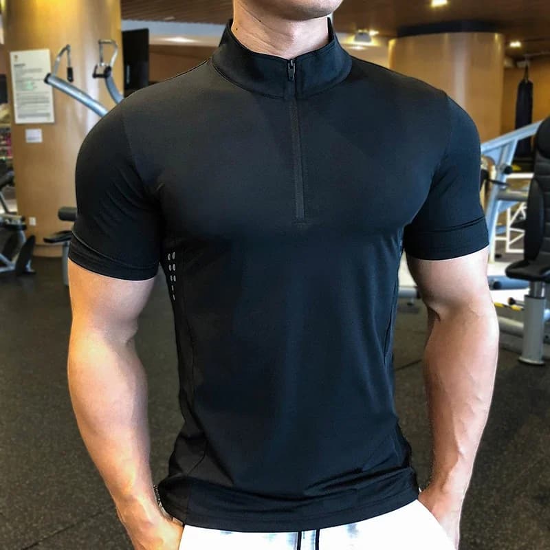 T-shirt de basket-ball demi-fermeture éclair pour homme, chemise astronomique, maillot de course en 
