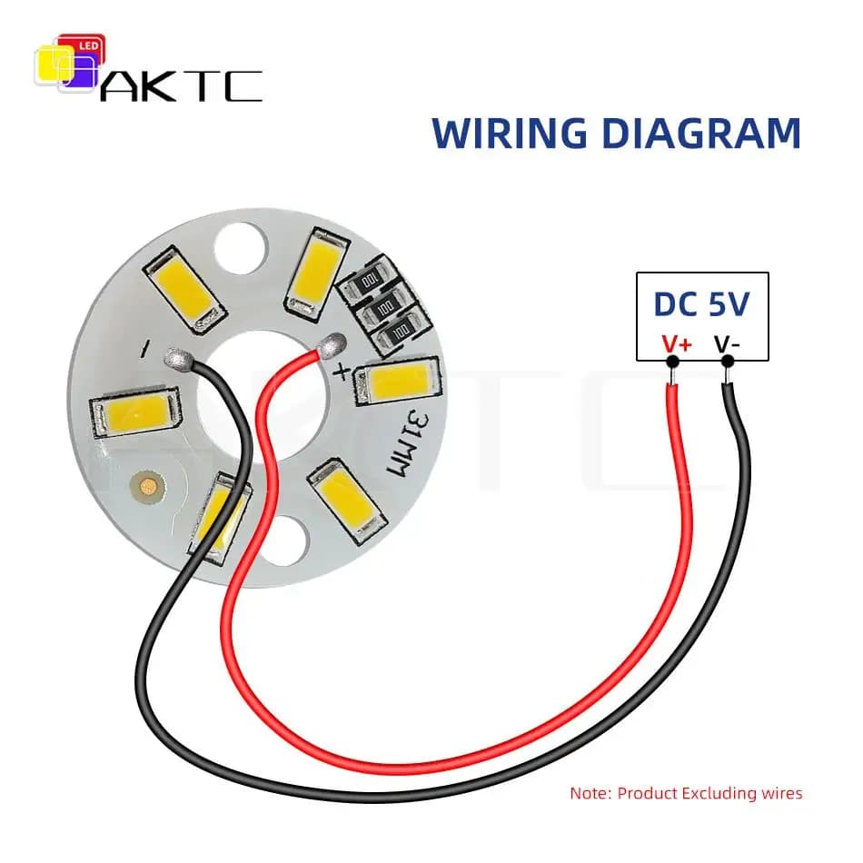 Panneau lumineux LED rond DC 5V 3W, basse tension 5730 2835 SMD 6 LED 3000K chaud ou blanc 6000K, pa
