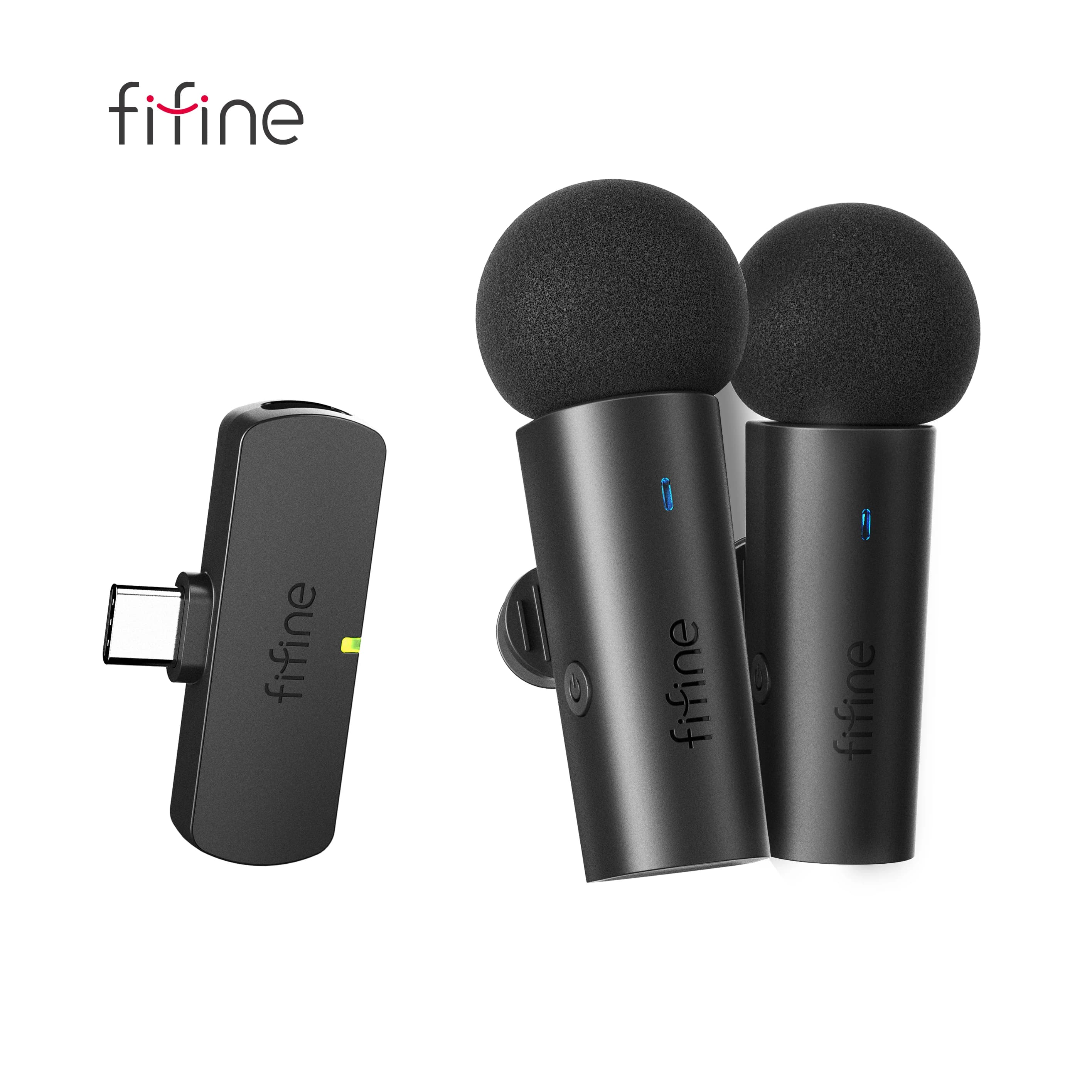 Système Lavalier sans fil FIFINE avec 2 microphones pour Android/tablette, mini micro de type C pour