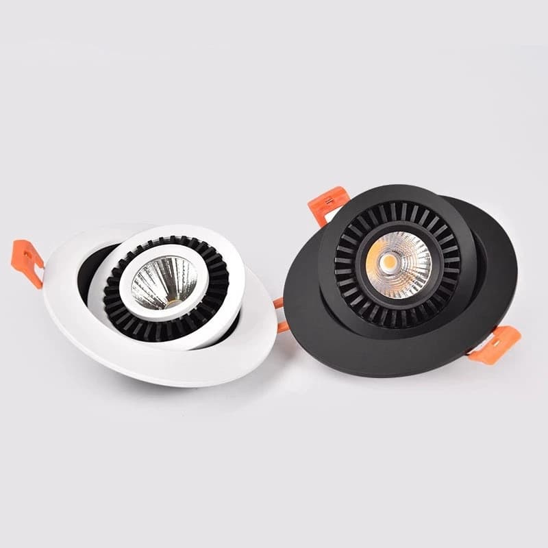 Spot circulaire à intensité variable 360 °   Angle réglable LED intégré COB Downlight 9W 12W 15W pla