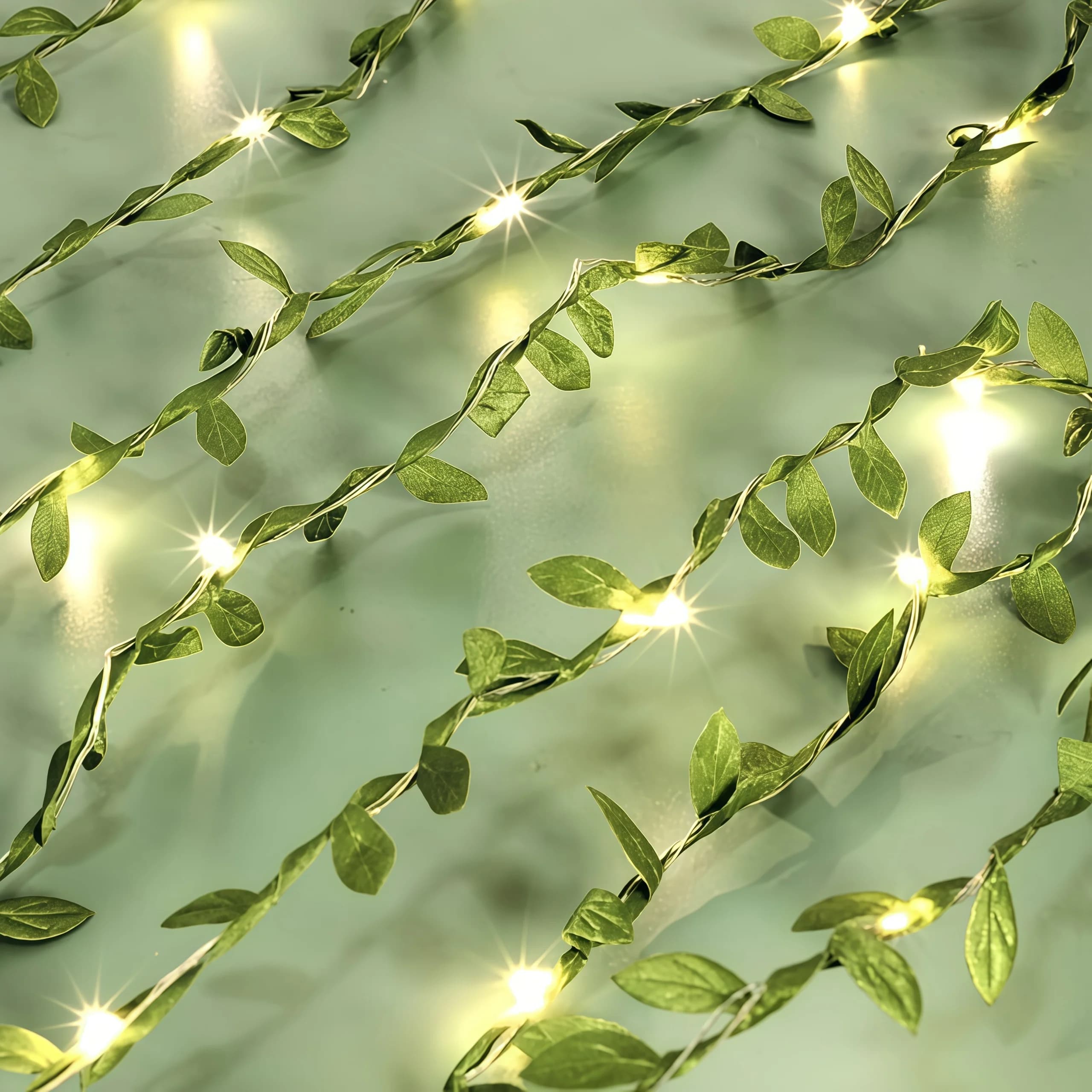 Guirlande lumineuse à feuilles vertes à piles, guirlande de feuilles artificielles, guirlande lumine