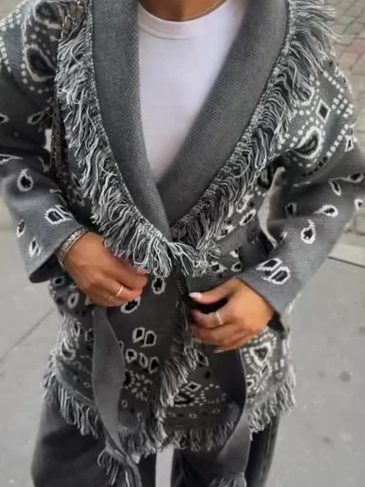 Cardigans tricotés en Jacquard pour femmes, ample, Patchwork, col en v, manches longues, épais et ch