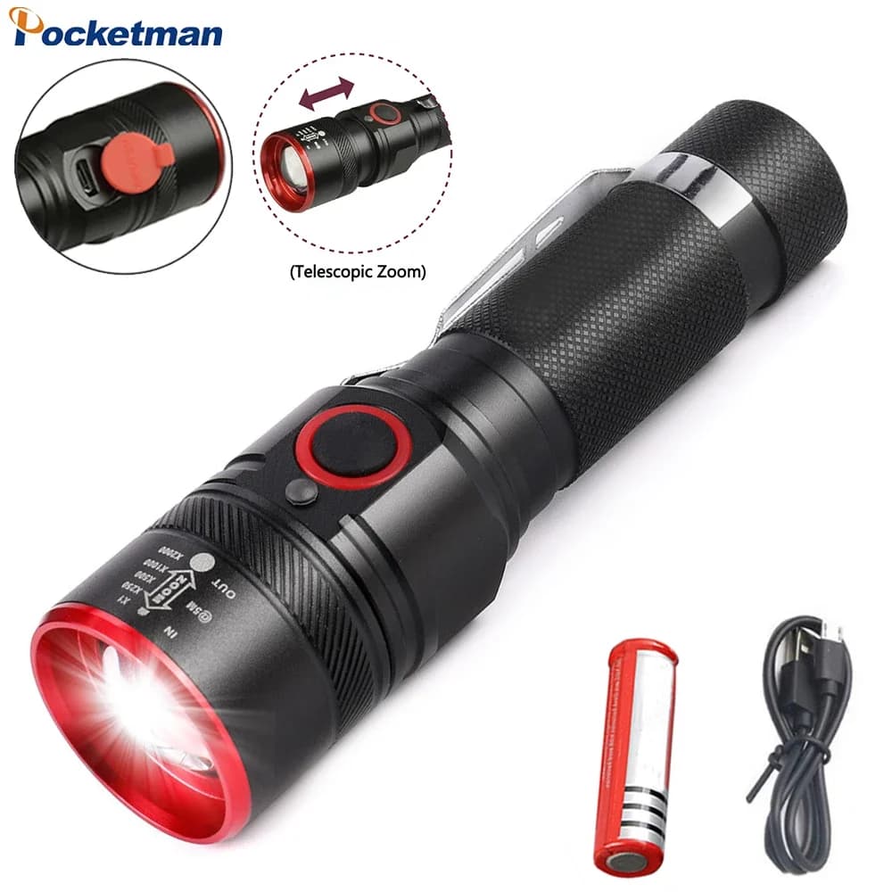 Lampe de poche étanche à lumière LED, torche n'aime, lumière d'urgence extérieure, lampes de poche 1