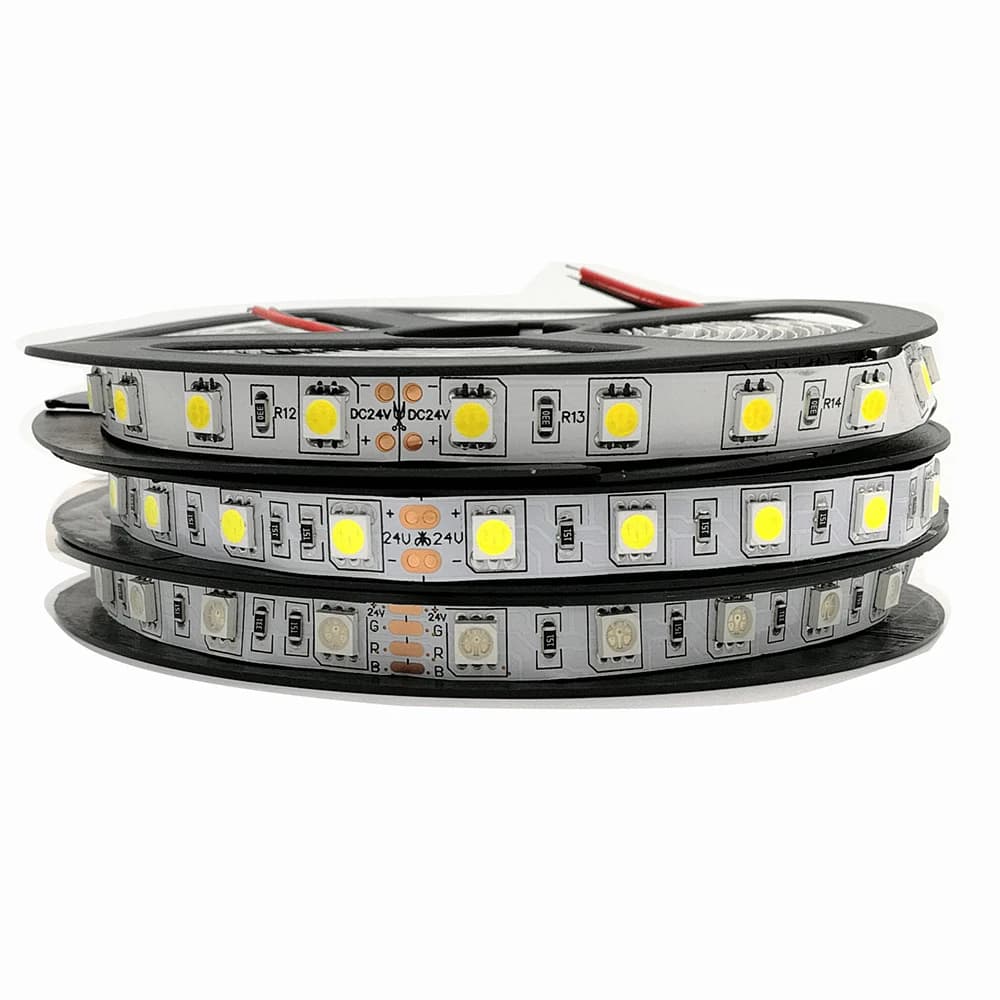 Bande LED SMD 5050, 5m, 12V, 24V, 60 diodes/m, éclairage de décoration Flexible, IP20 IP65, étanche,