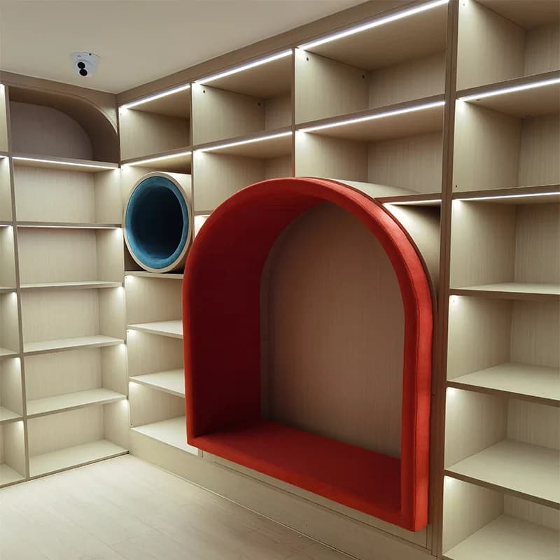 Bibliothèque grande librairie sac souple rouge lecture six couches avec étagère à grille de lampe, b