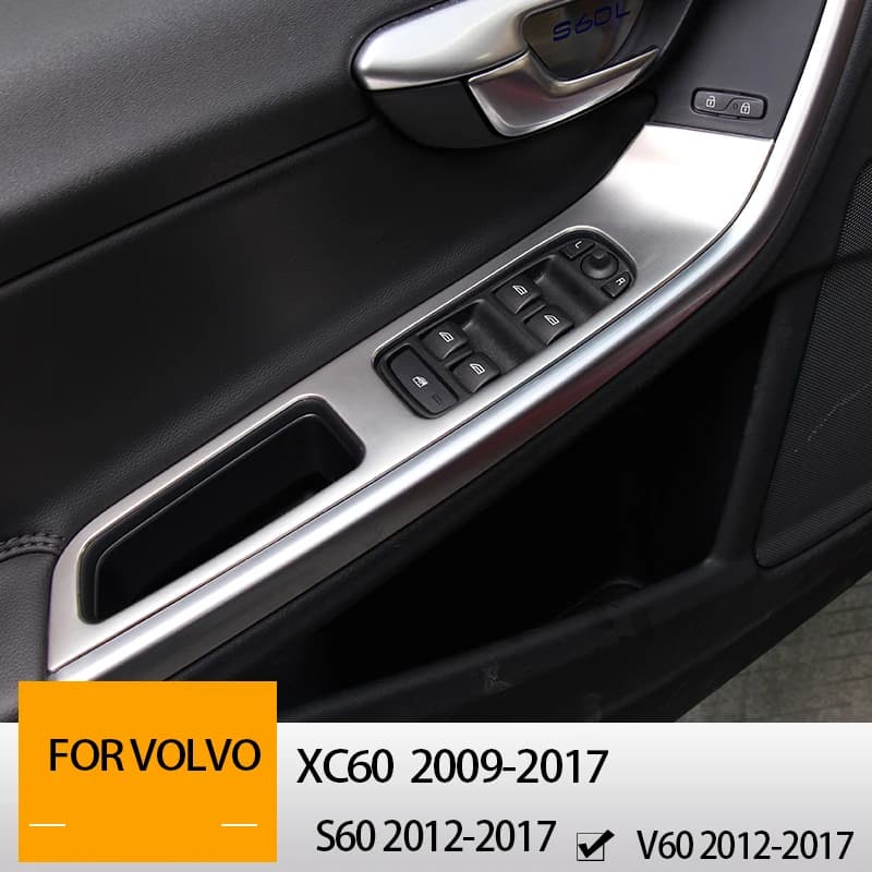 Couvercle décoratif de panneau de boutons de lève-vitre d'accoudoir de porte en acier inoxydable, au