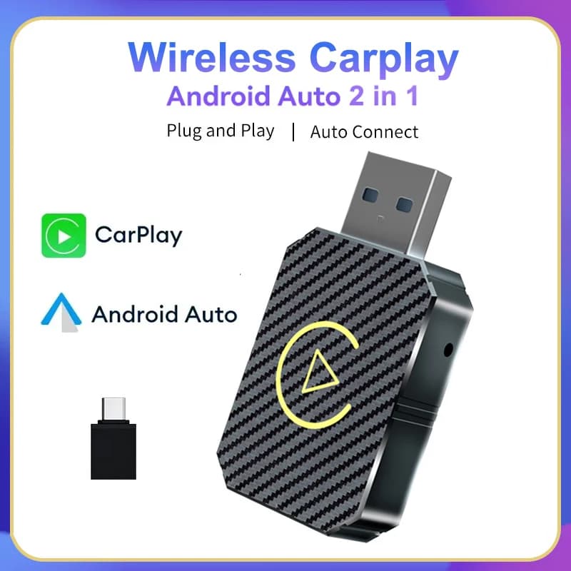 Adaptateur CarPlay sans fil et mini adaptateur automatique Android, WiFi 5 mesurz, Type-C, USB, Plug
