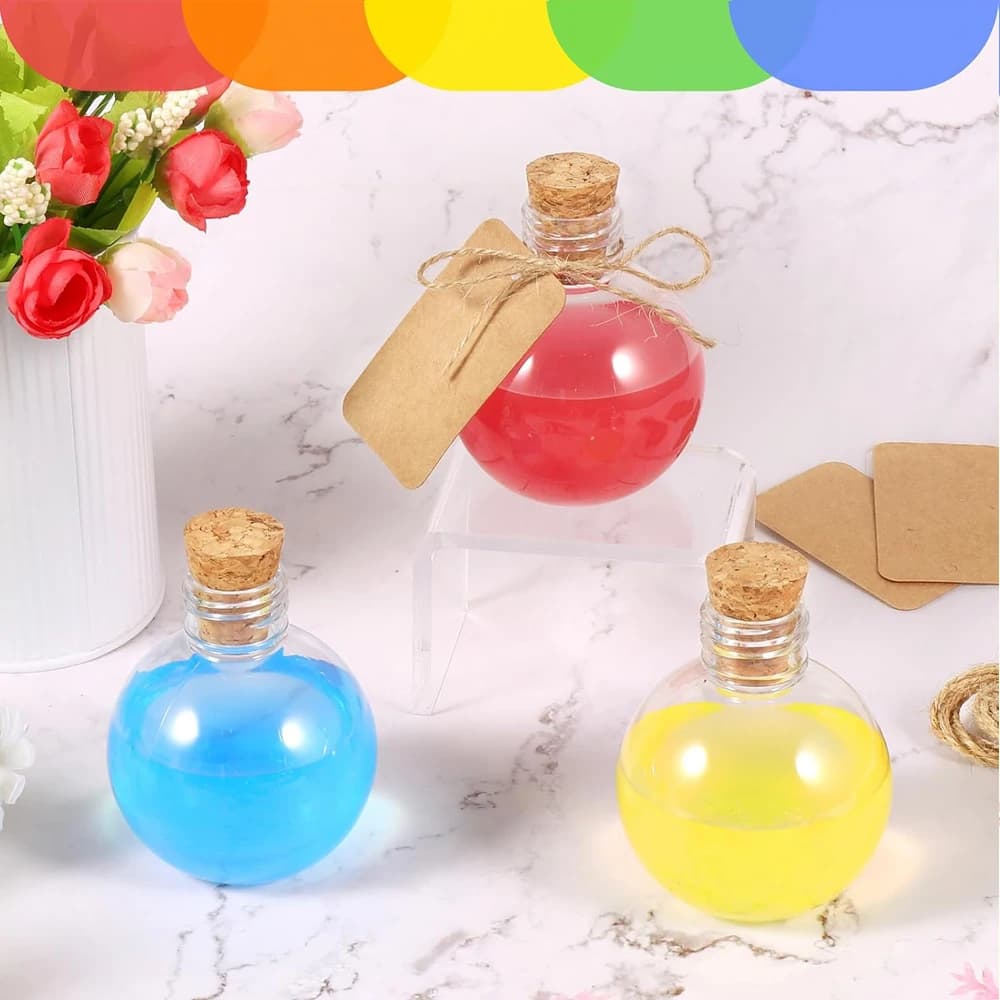Bouteilles sphériques en plastique pour potions, bouteilles rondes en forme de boule, 3,4 oz, boutei