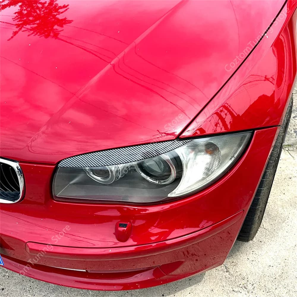 2 pièces ABS brillant phare mauvais sourcils paupières pour BMW série 1 E81 E82 E87 E88 118d 120i 12