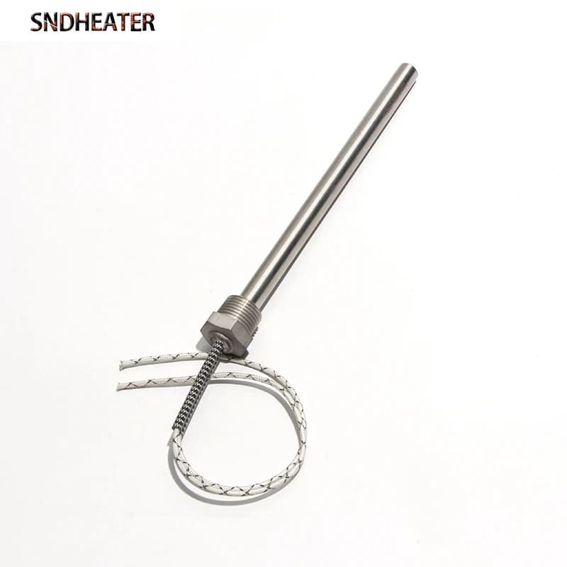 SNDHEATER 1KW Tube électrique à tête unique filetage DN15/21mm(1/2 ") 201SS Tube 12x100-200mm cartou