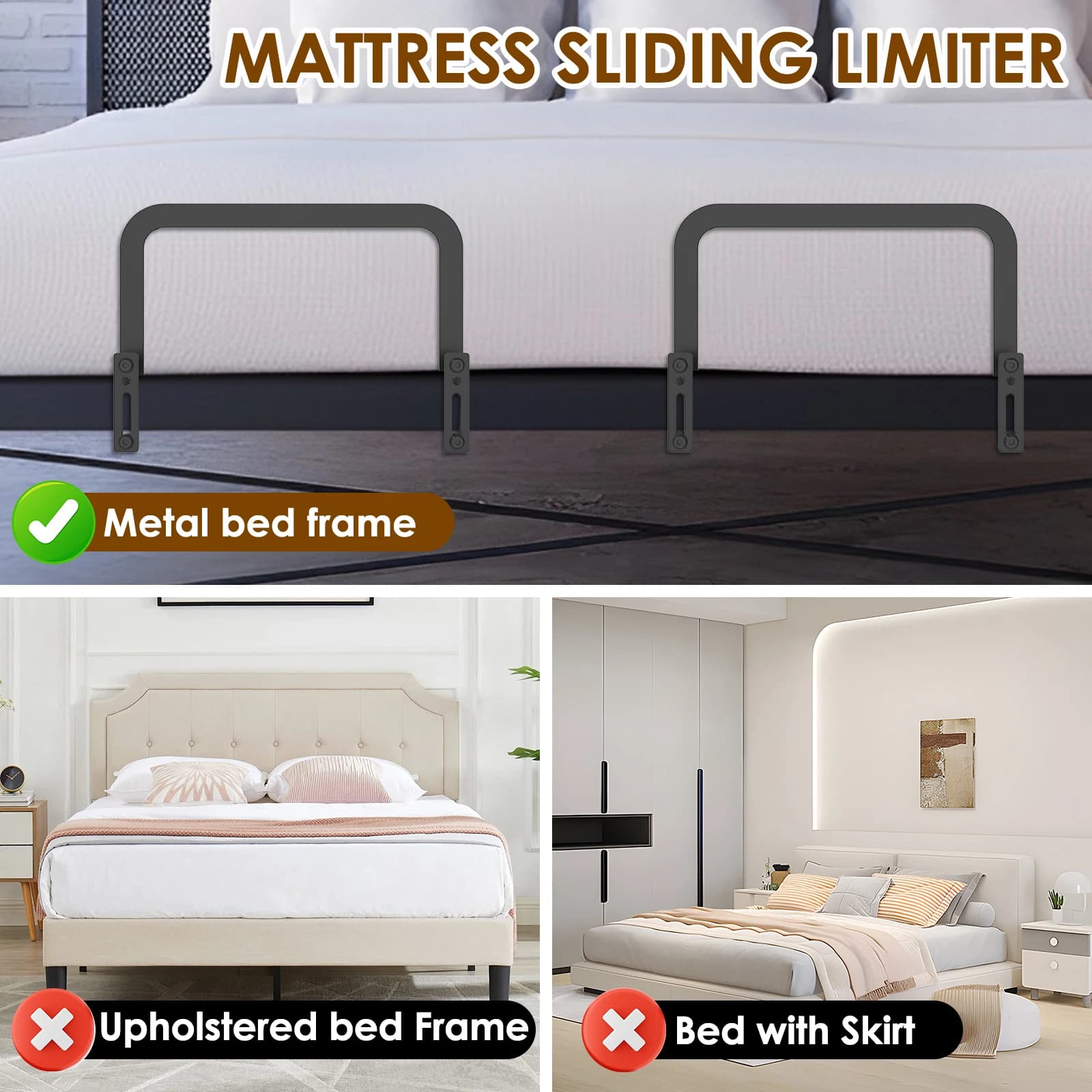 Bouchons coulissants pour matelas, 2/4 pièces, pince antidérapante en métal, support de barre de ret