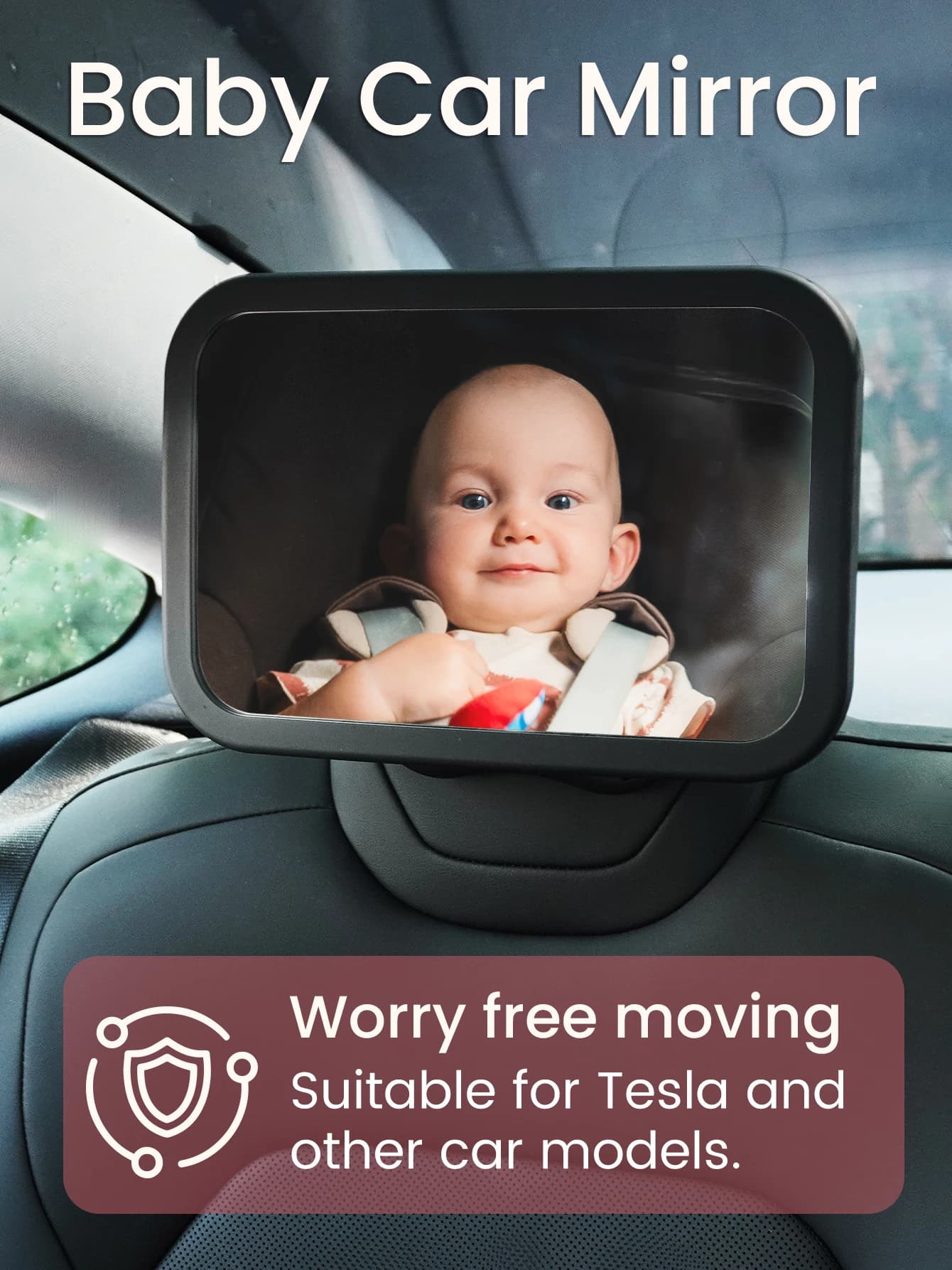 Rétroviseur de voiture pour bébé - Vue claire incassable pour Tesla et la plupart des voitures, acce