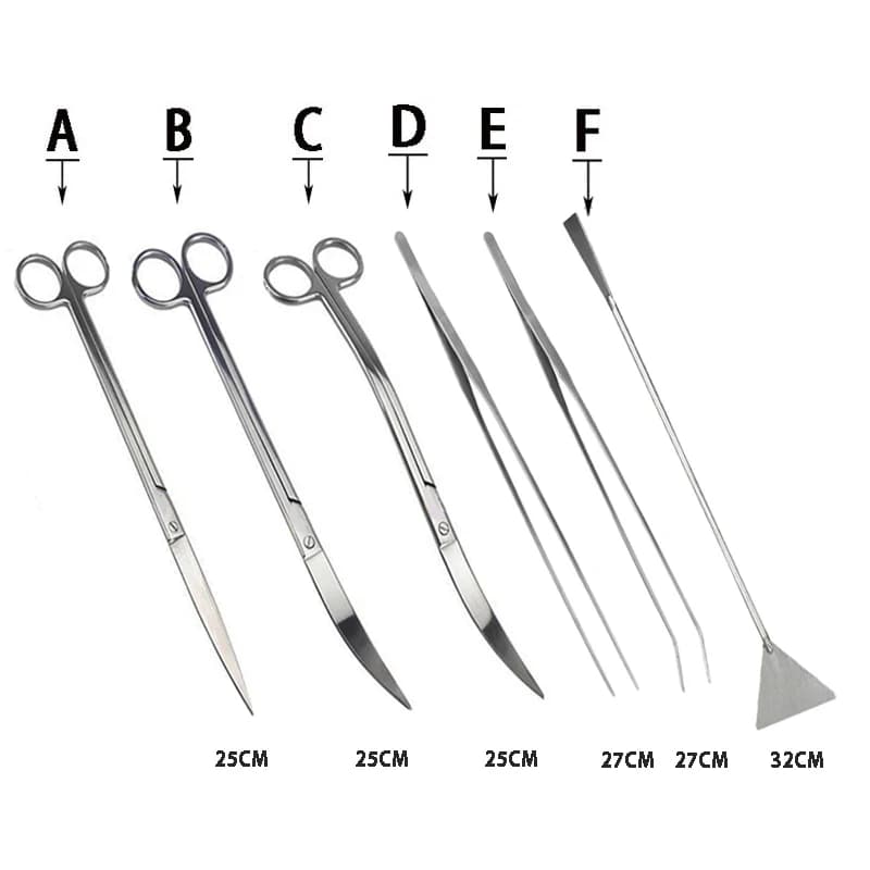 Ensemble de ciseaux et pincettes en acier inoxydable pour aquarium, outil de nettoyage d'aquarium, p