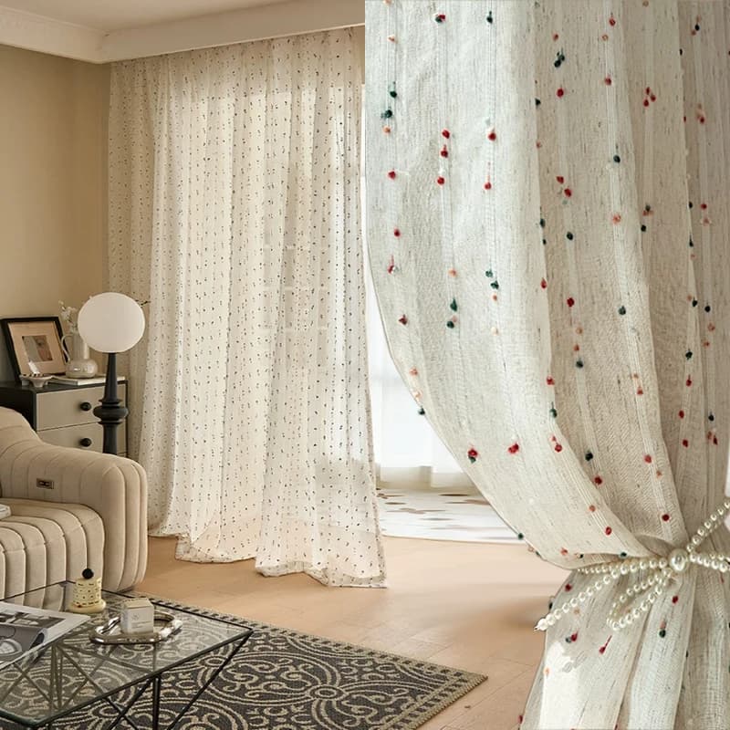 1 panneau de rideaux en gaze semi-transparente, style rural, en lin naturel, pour salon et chambre à