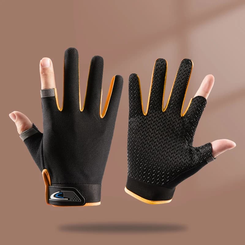 Gants de pêche d'été compatibles avec écran tactile à deux doigts pour hommes et femmes, antidérapan
