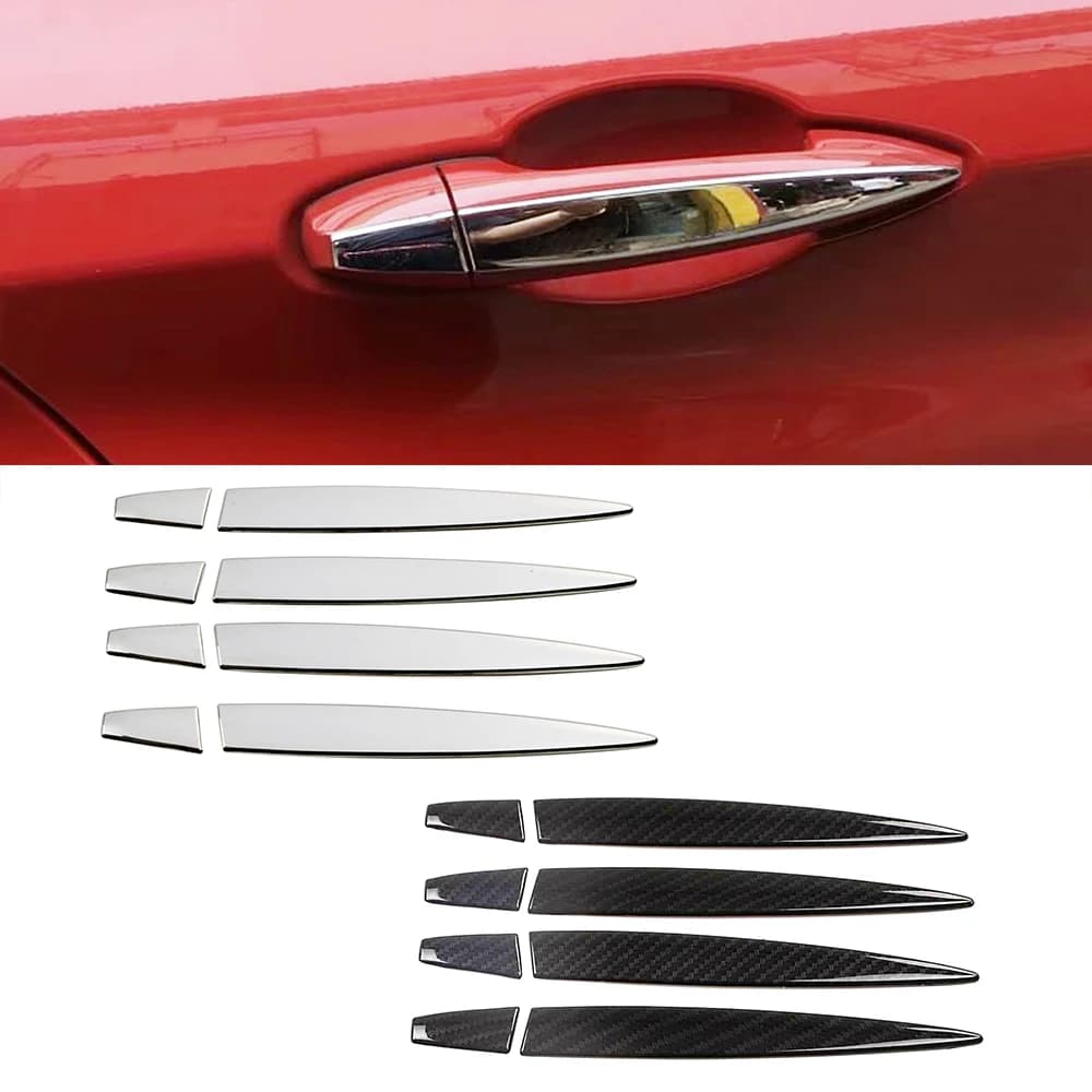 Autocollant en fibre de carbone chromé pour poignée de porte extérieure de voiture, garniture pour B