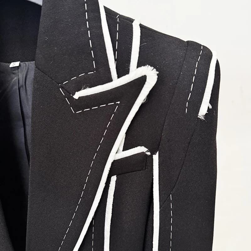 HIGH STREET Nouvelle Collection 2026 Blazer Femme Designer à Franges et Pompons Coupe Ajustée