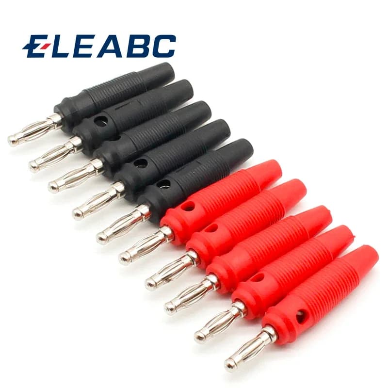 Fiche banane empilable latérale sans soudure, rouge et noir, 4mm, 10 pièces/lot