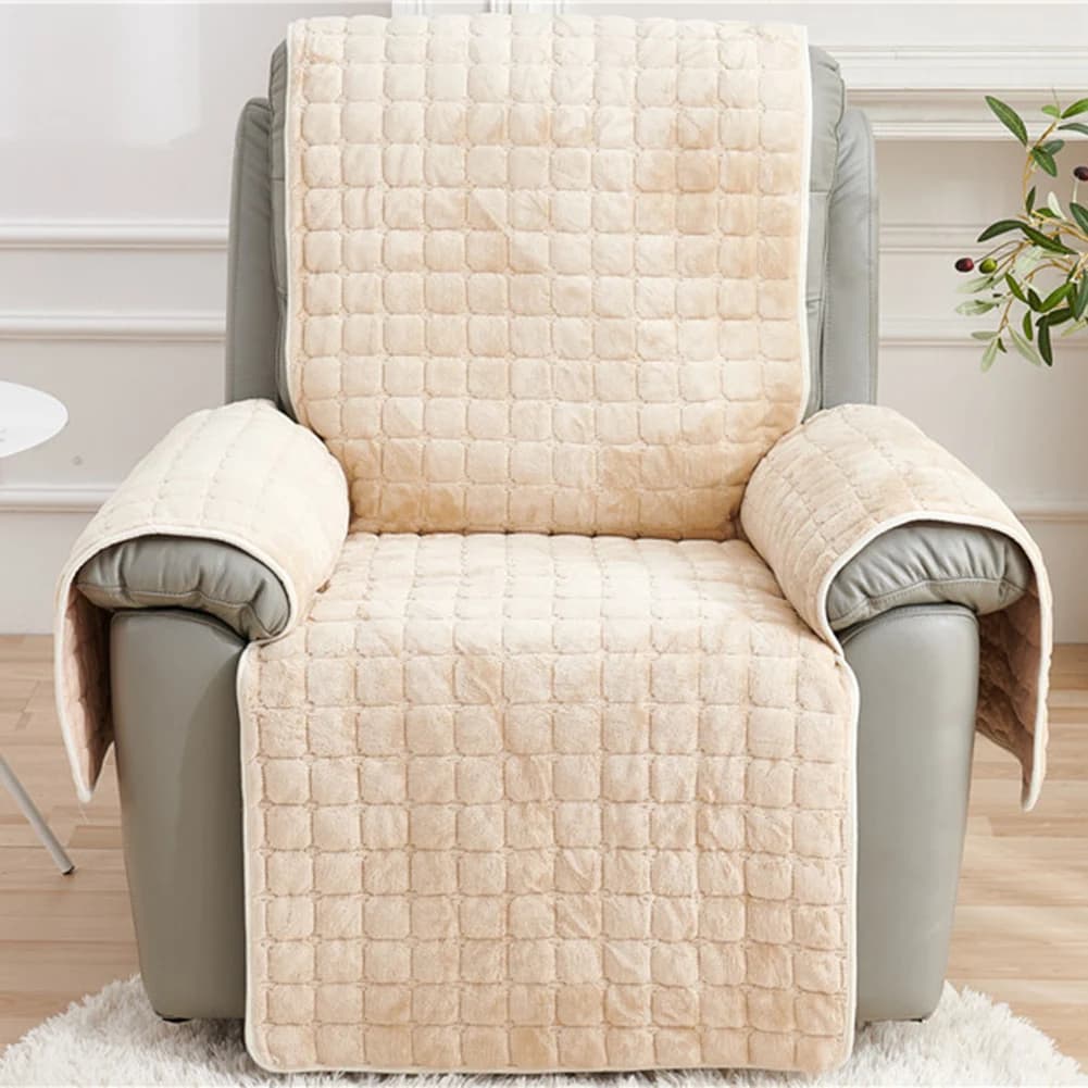 Housse de protection de canapé inclinable avec accoudoirs et poches, housse de fauteuil en peluche, 