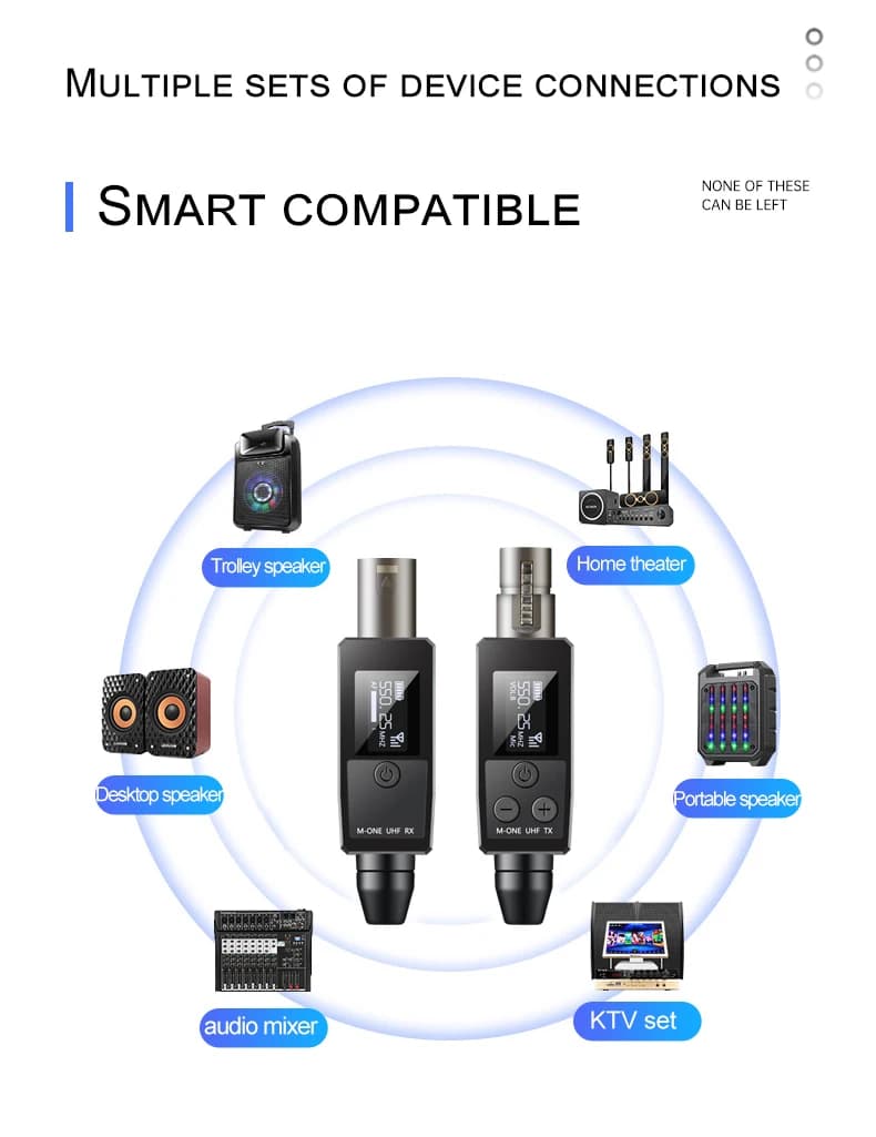 Émetteur et récepteur XLR de convertisseur de microphone sans fil UHF VK-38 pour le microphone dynam