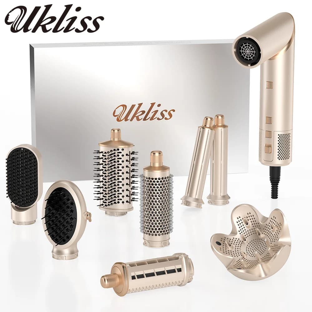 Brosse sèche-cheveux 8 en 1, sèche-cheveux sans balais à grande vitesse, ionique négatif, brosse cha