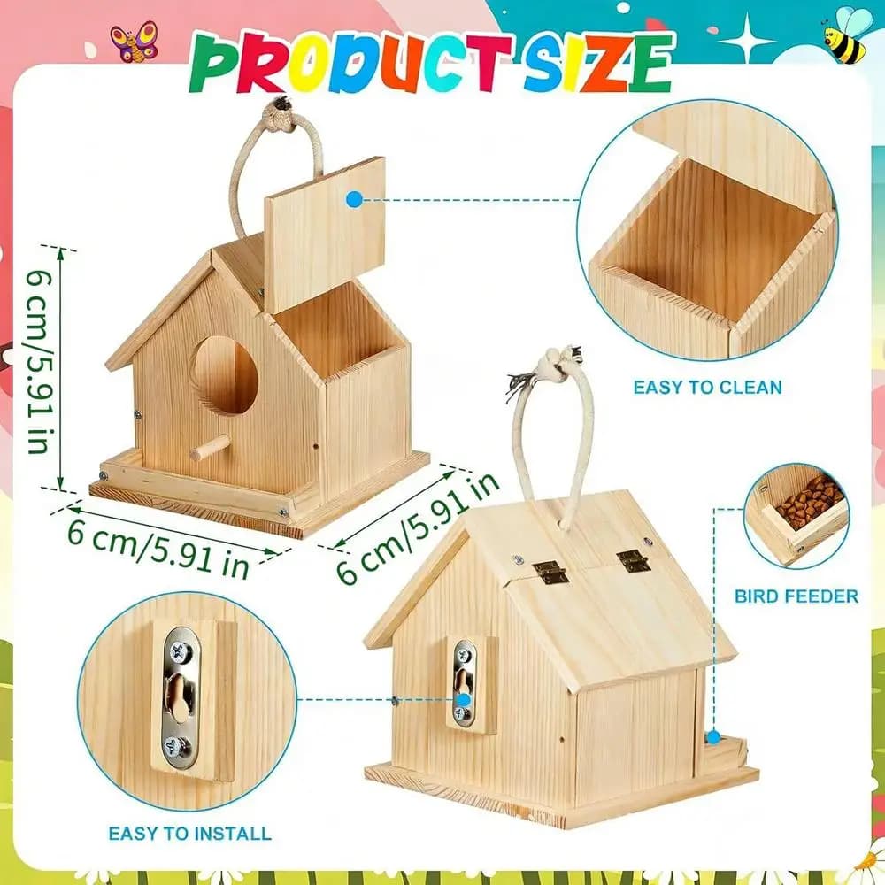 Kit de nichoir à oiseaux en bois à peindre, artisanat DIY, nichoir non fini, ornement de jardin susp