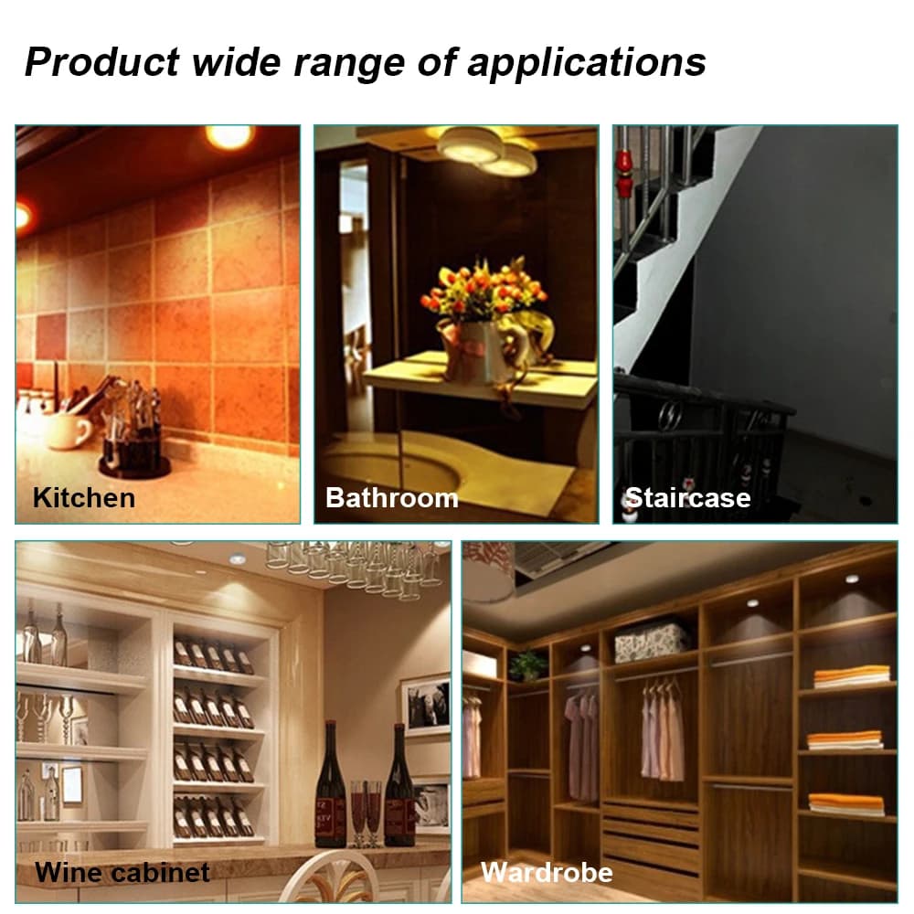 COB LED sous-meuble lumière avec autocollant adhésif sans fil veilleuse maison applique AAA alimenté