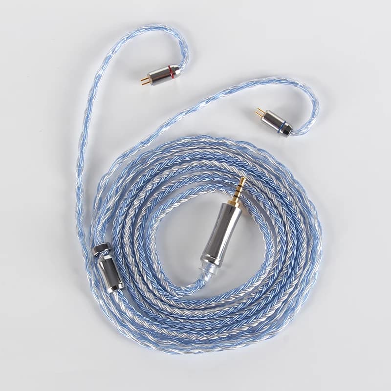 XINHS 16 Core bleu argent mélangé 5N monocristallin cuivre argent plaqué écouteur câble de mise à ni