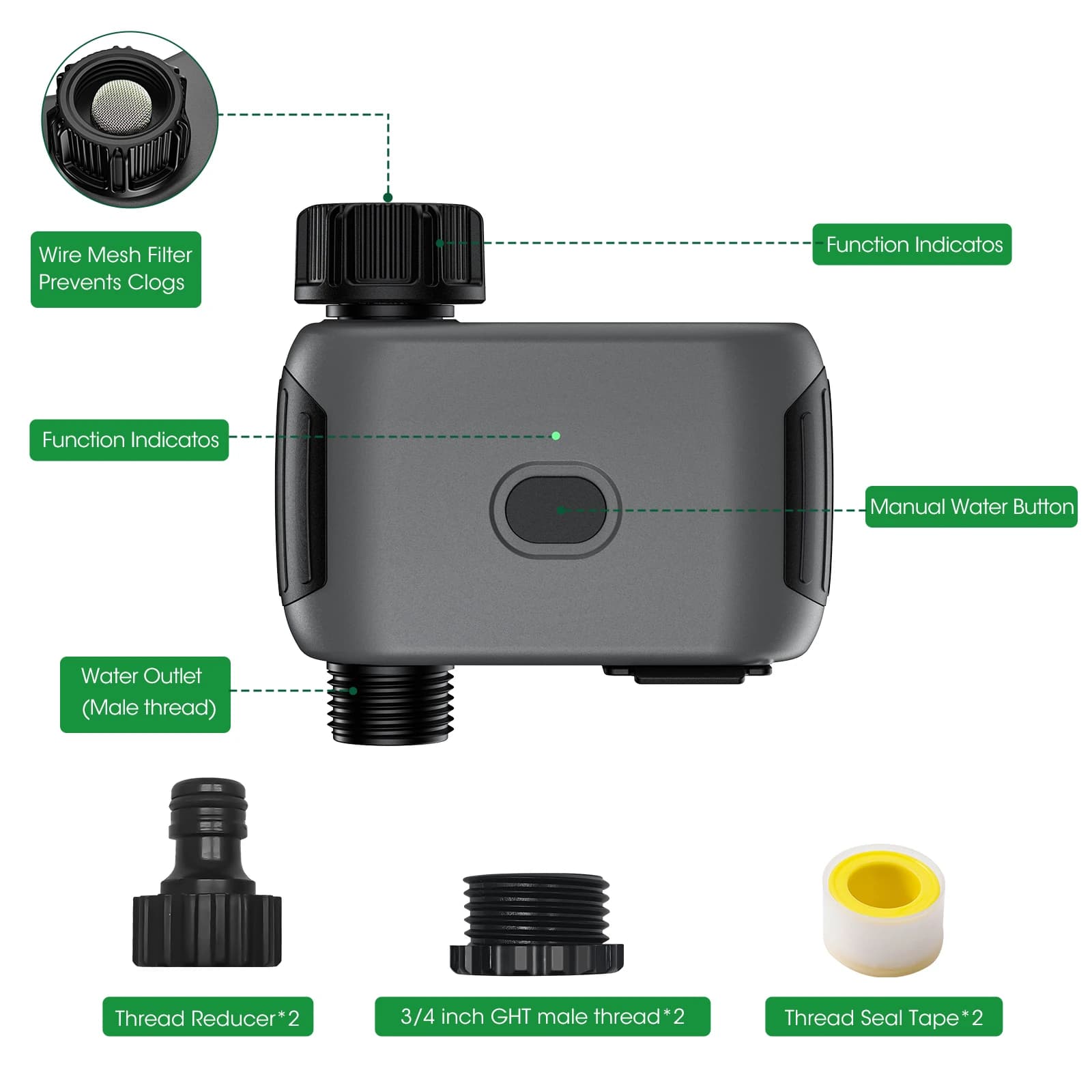 Minuterie d'eau WiFi intelligente, contrôleur d'irrigation, aucun Hub requis, vanne d'arrosage goutt