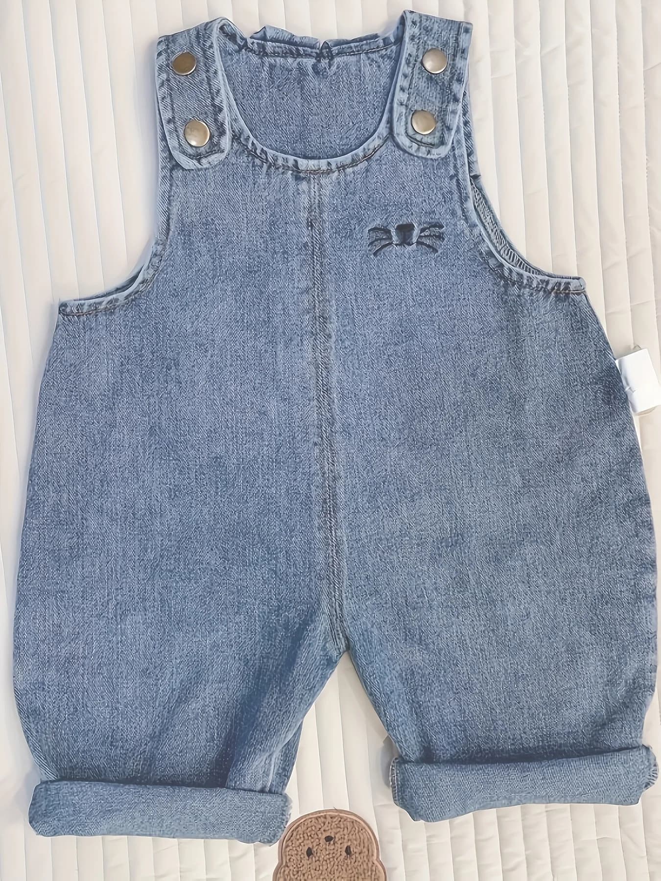 Pantalons cargo en denim pour enfants mignons avec détail d'oreille de lapin – Polyester élégant et 