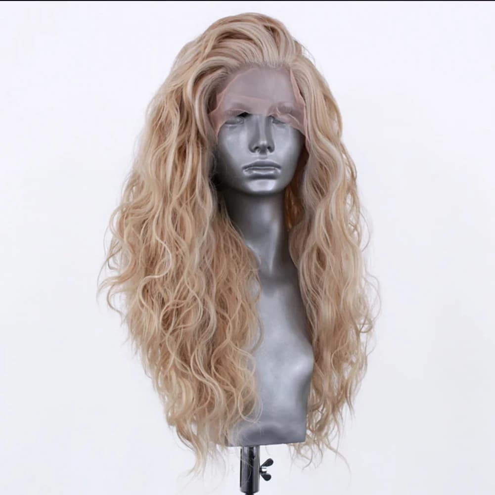 AIMEYA – perruque Lace Front Wig synthétique Blonde longue et ondulée, perruque de Style à la mode a