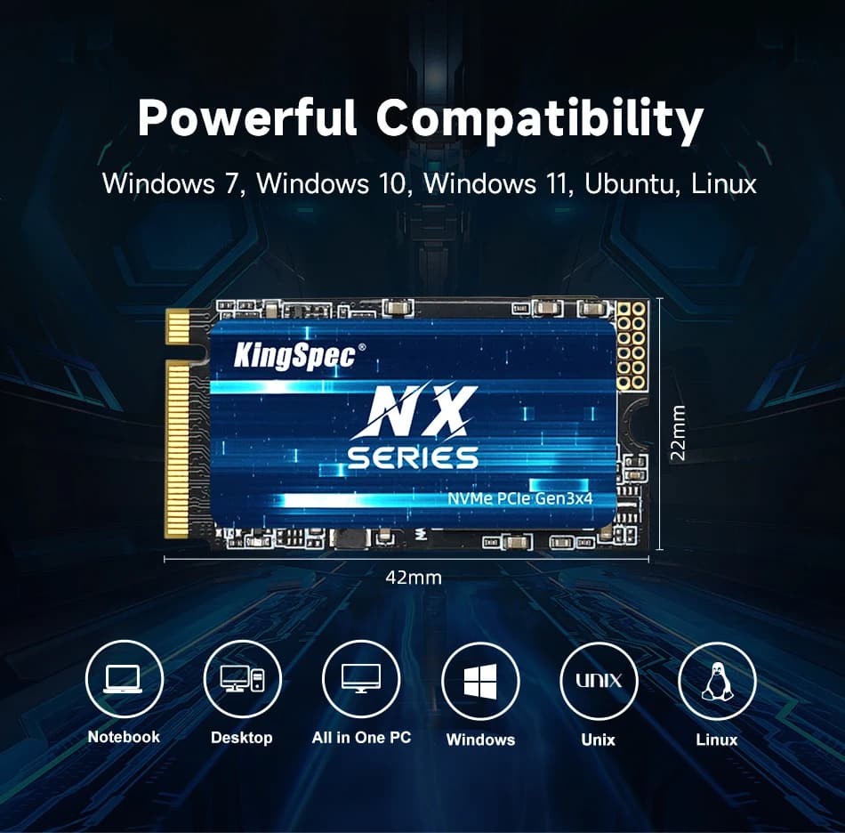 KingSpec M.2 SSD M2 NVME 128GB 256GB 512GB 1 to Ssd M.2 PCIe 3.0 disque SSD solide disque dur NMVE 2